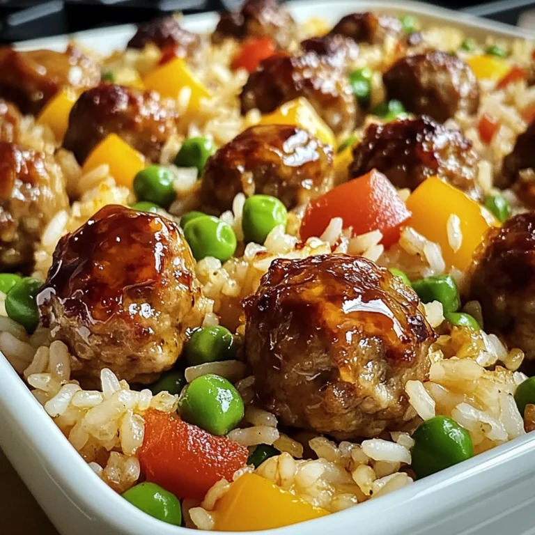 Honey Garlic Meatball & Rice Bake