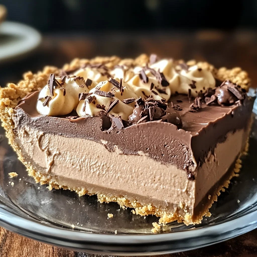 No-Bake Cream Cheese Peanut Butter Pie with Chocolate Whipped Cream