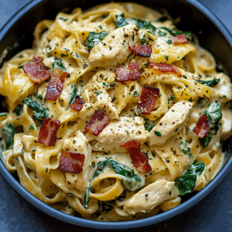 Creamy Chicken Pasta with Spinach and Bacon