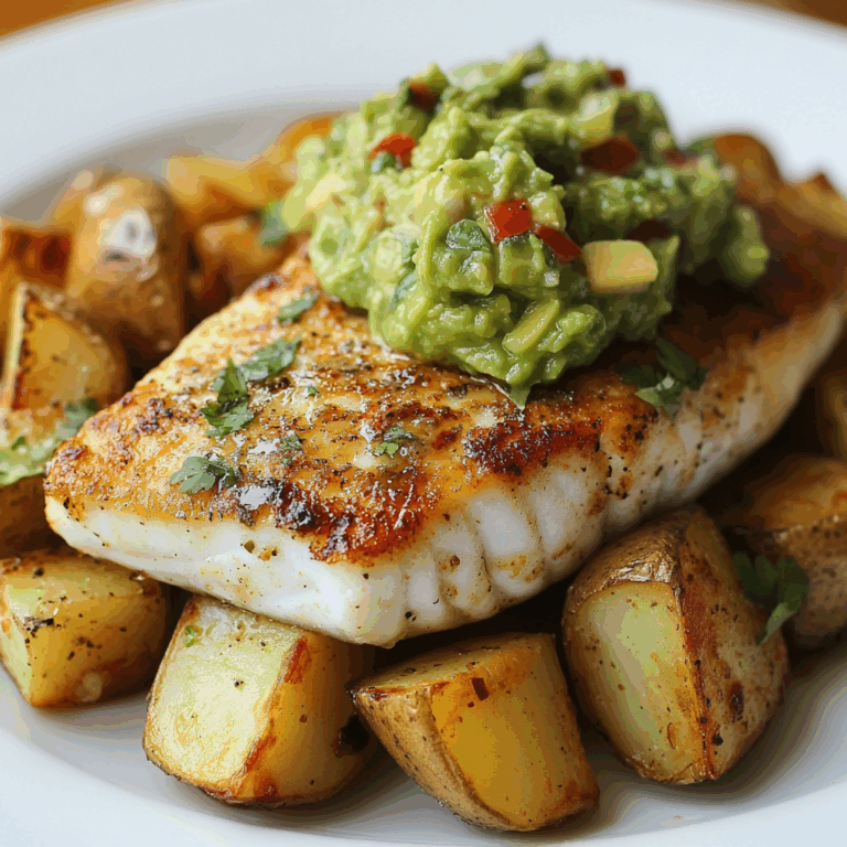 Pan-Seared Fish with Roasted Potatoes & Guacamole