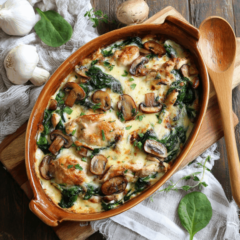 Chicken, Spinach, and Mushroom Low Carb Oven Dish