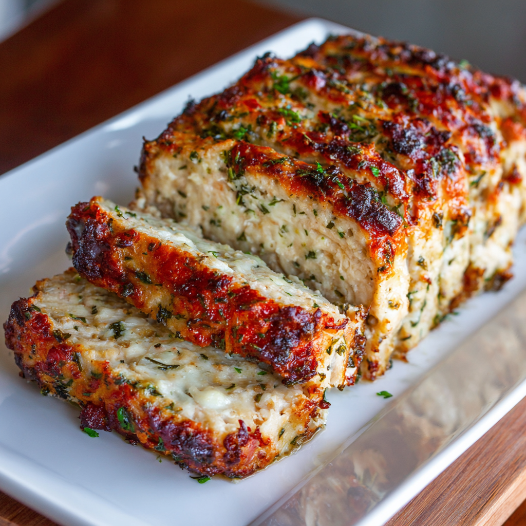 Melt-in-Your-Mouth Garlic Parmesan Chicken Meatloaf