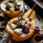 Baked Pears with Feta, Honey, and Cranberries