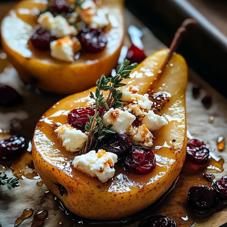 Baked Pears with Feta, Honey, and Cranberries