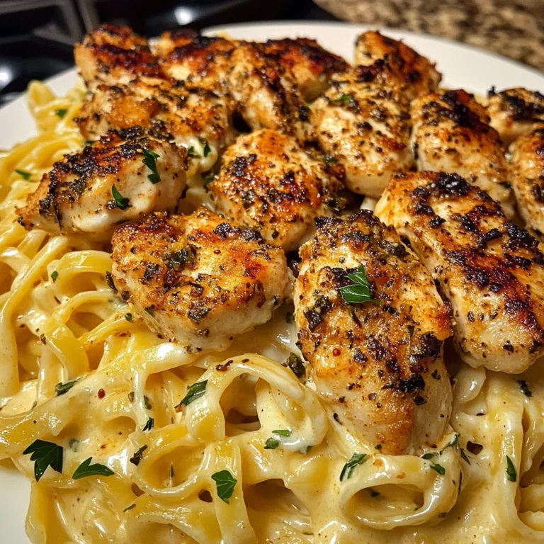 Cajun Chicken Bites with Cheesy Alfredo Linguine