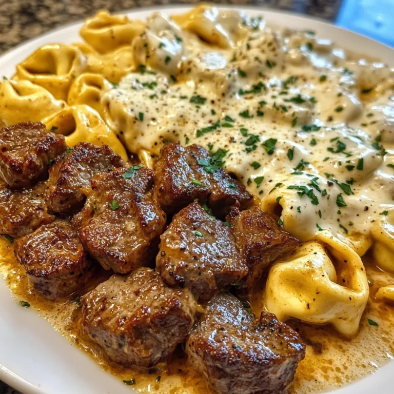 Cheesy Cajun Beef Tortellini in Creamy Garlic Alfredo