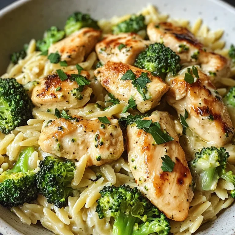 Creamy Chicken and Broccoli Orzo Bowl