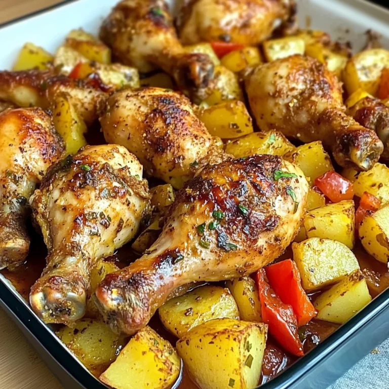 Golden-Baked Chicken Drumsticks with Crispy Potatoes
