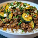 Greek-Style Beef and Zucchini Rice Bowl