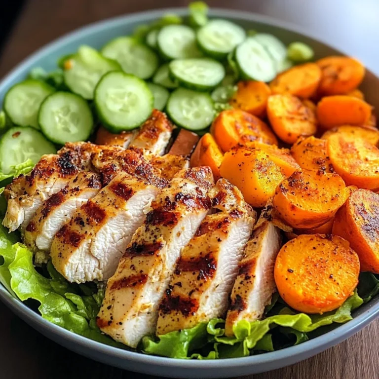 Grilled Chicken Salad Bowl with Sweet Potato Rounds & Eggs