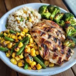 Grilled Chicken with Veggie Rice & Roasted Broccoli-Cauliflower