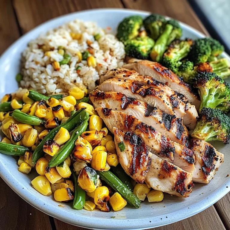 Grilled Chicken with Veggie Rice & Roasted Broccoli-Cauliflower