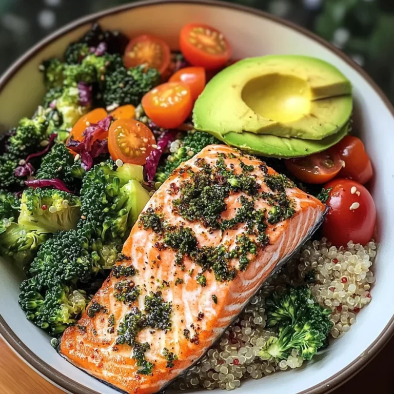 Herb-Roasted Salmon Bowl with Quinoa Kale Salad & Avocado