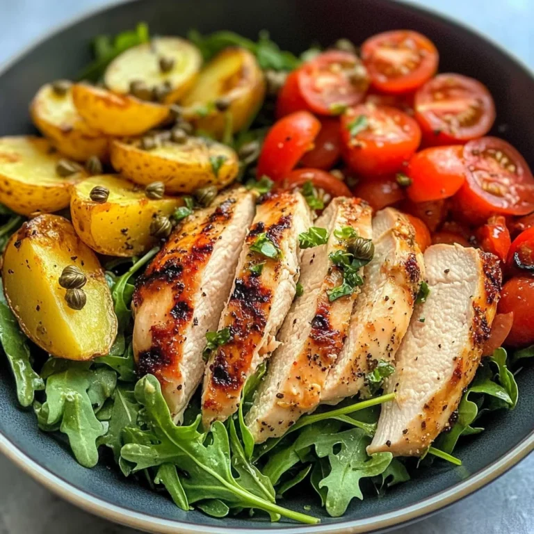 Herbed Chicken Bowl with Crispy Potatoes & Tomato Caper Salad