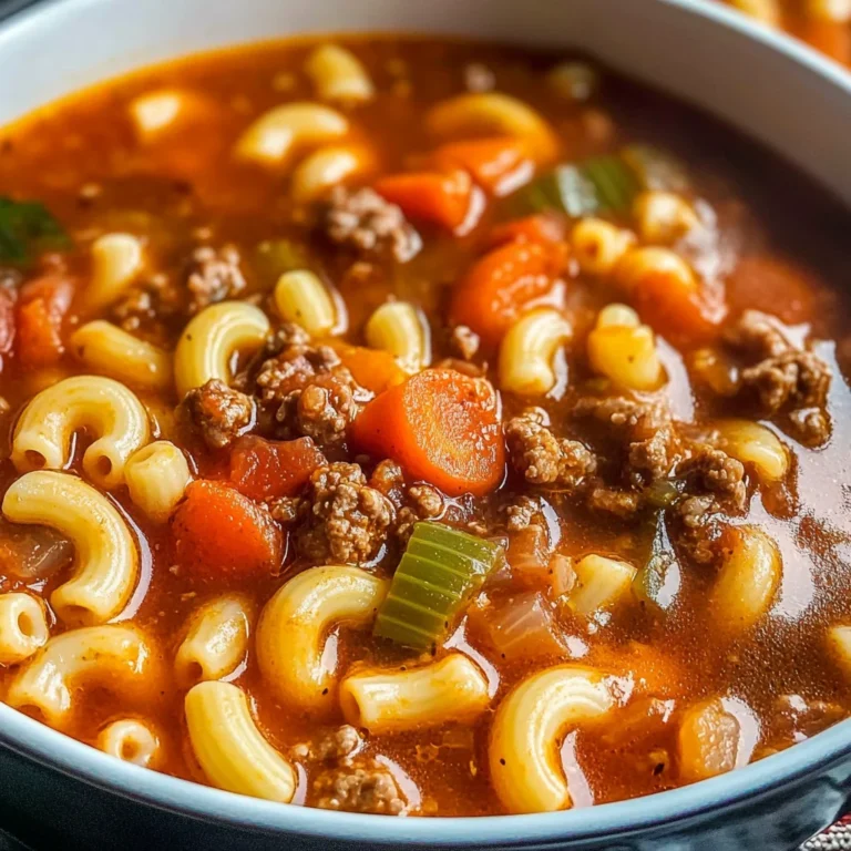 One Pot Beef and Tomato Macaroni Soup