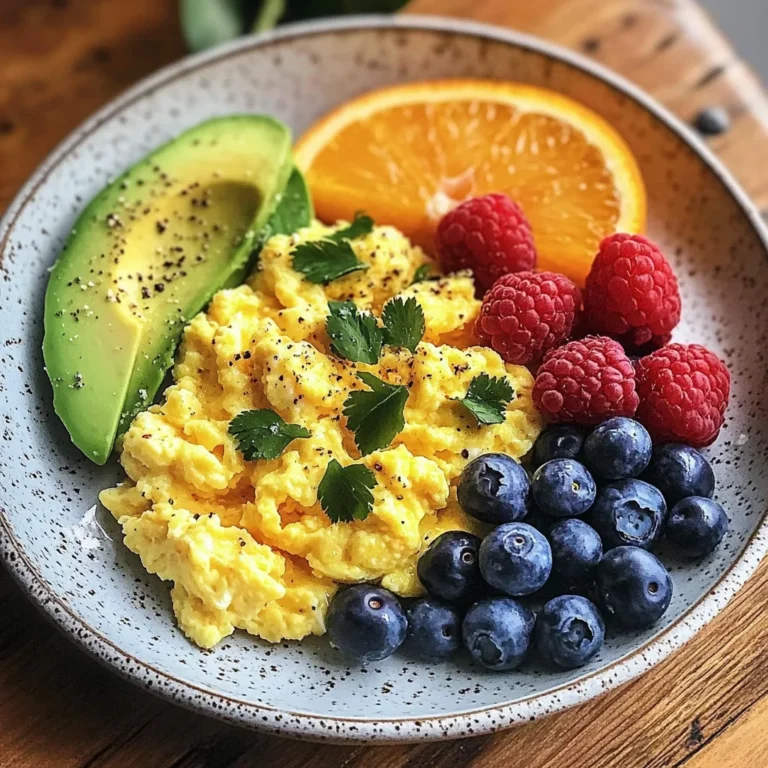 Scrambled Eggs with Avocado and Fresh Berries