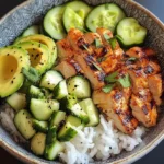 Spicy Grilled Chicken Bowl with Avocado & Cucumber Crunch