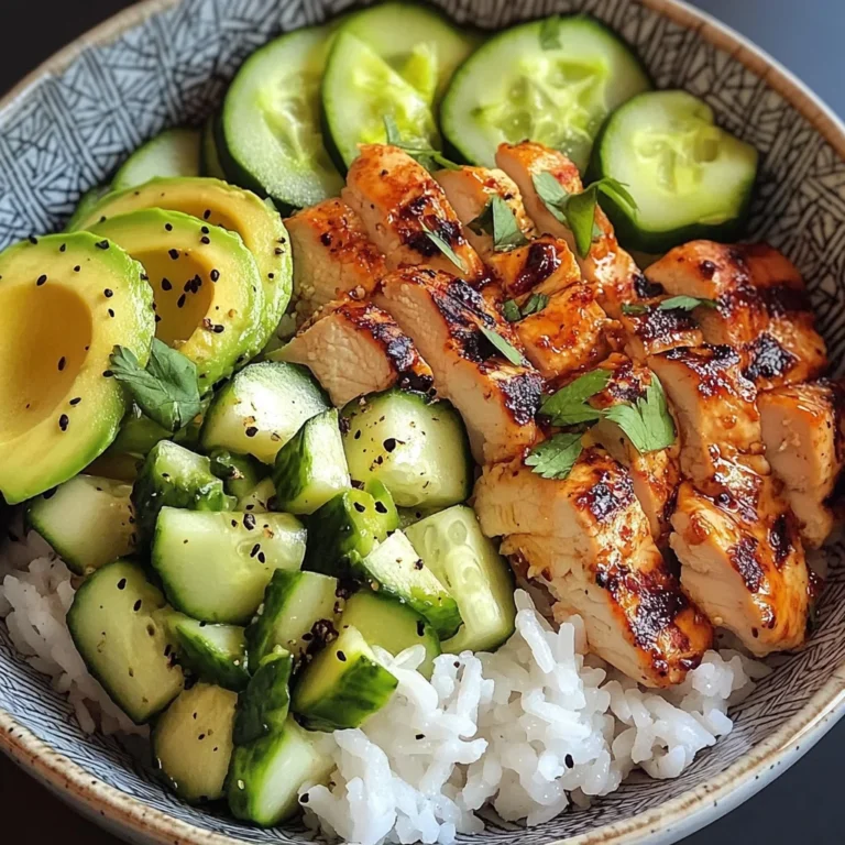 Spicy Grilled Chicken Bowl with Avocado & Cucumber Crunch