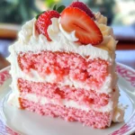 Strawberry Cake with Whipped Cream Cheese Frosting