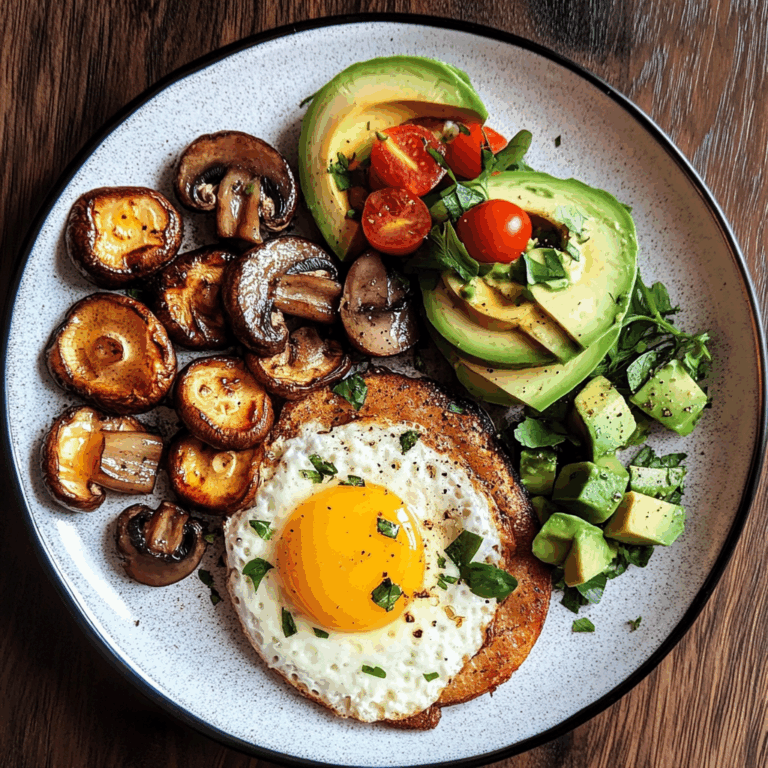 Savory Breakfast Plate with Mushrooms & Avocado