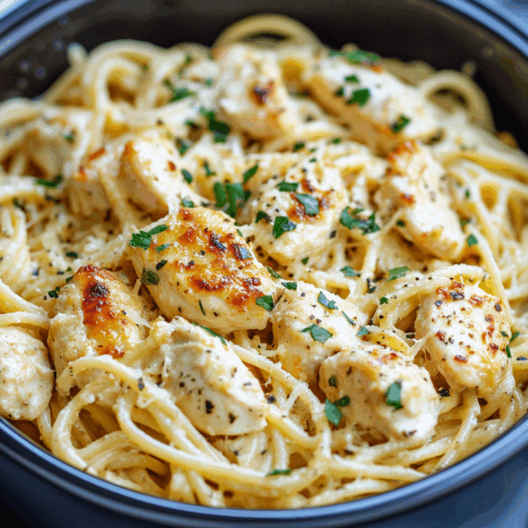 The Best Crockpot Garlic Parmesan Chicken Pasta Recipe