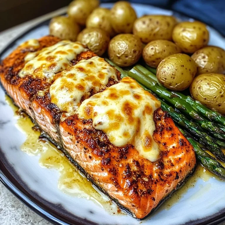 Baked Cajun Salmon with Cheesy Asparagus & Garlic Potatoes