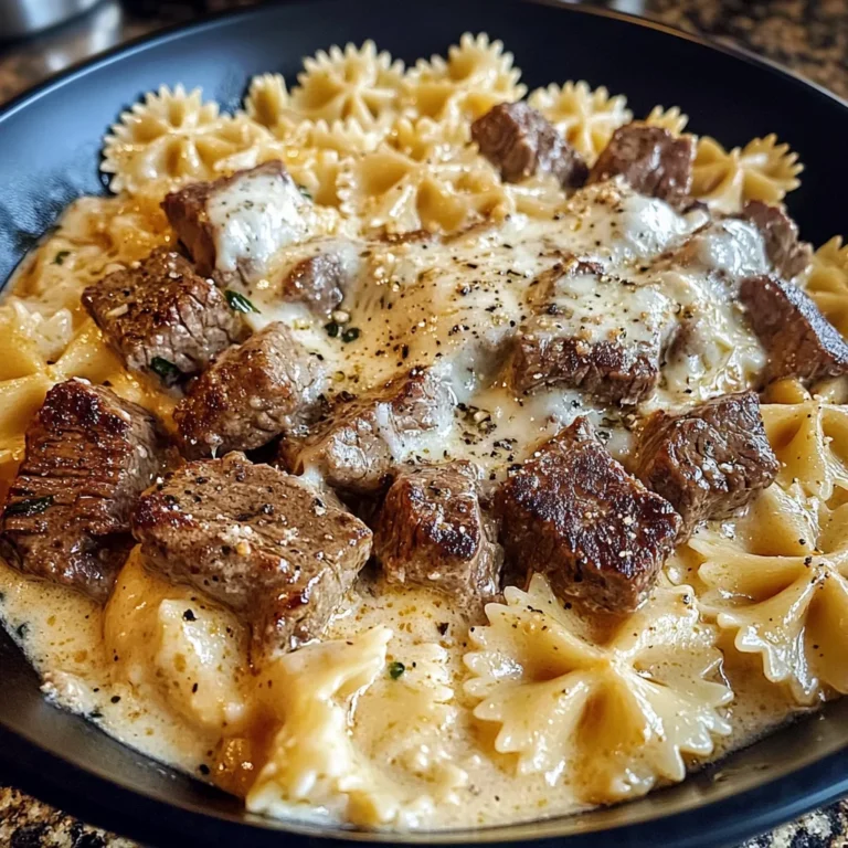 Cajun Steak Tips with Cheesy Parmesan Bowtie Pasta