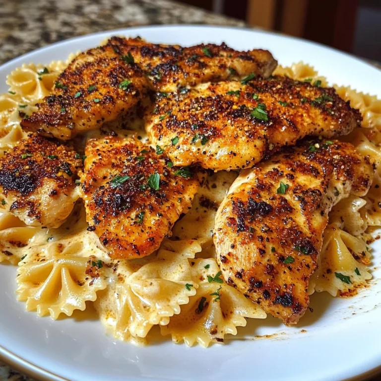 Cheesy Garlic Chicken with Cajun Alfredo Bowties