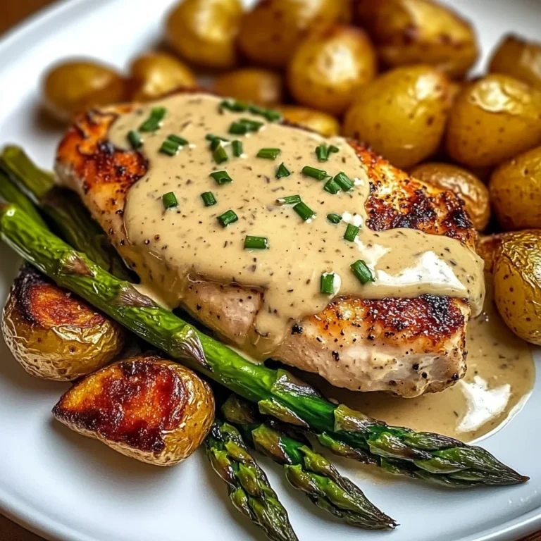 Creamy Dijon Chicken with Asparagus & Roasted Potatoes